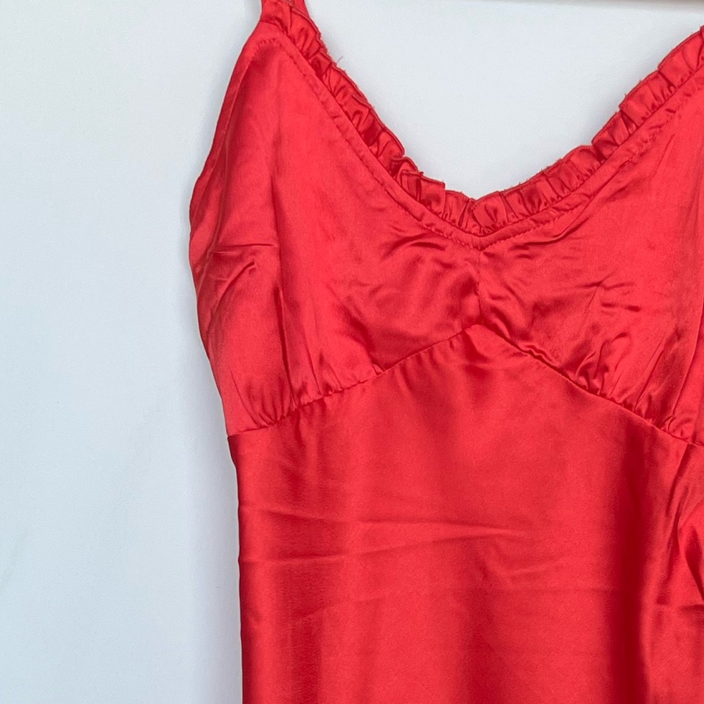 Red satin maxi dress